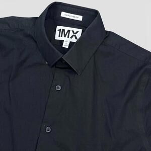 Express 1MX Extra Slim Fit Shirt Mens Size Medium Black Button Up Long Sleeve